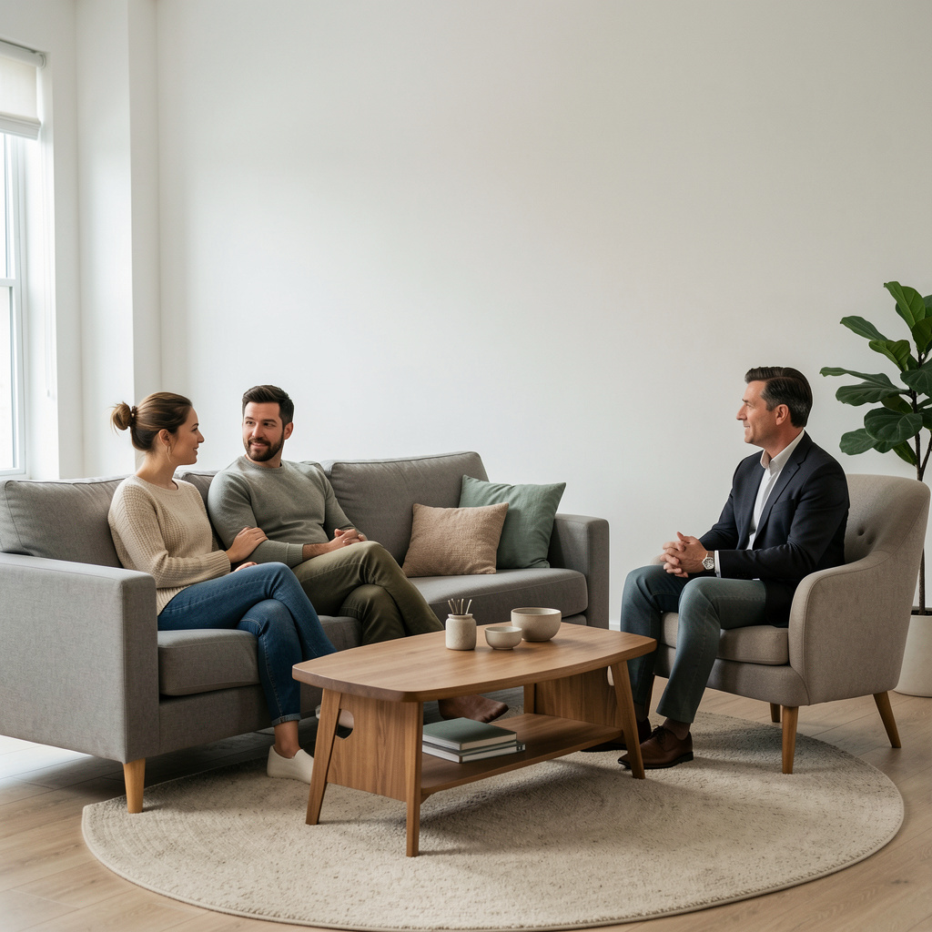 A grounded couples counseling conversation with a therapist