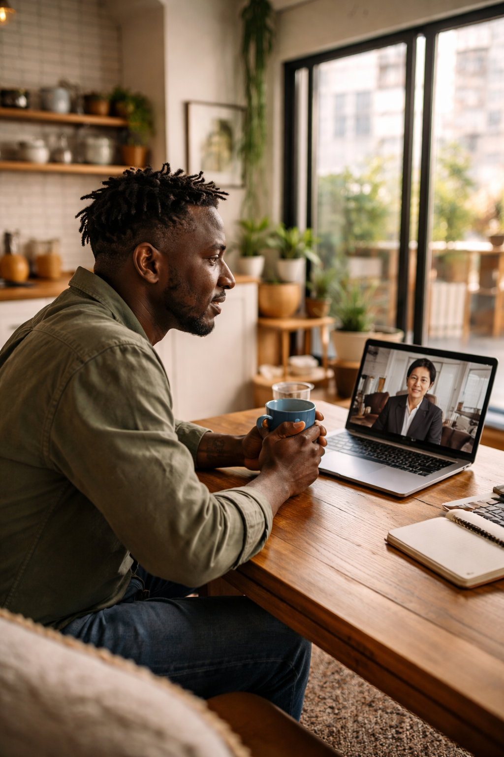 A private home setup for online individual therapy