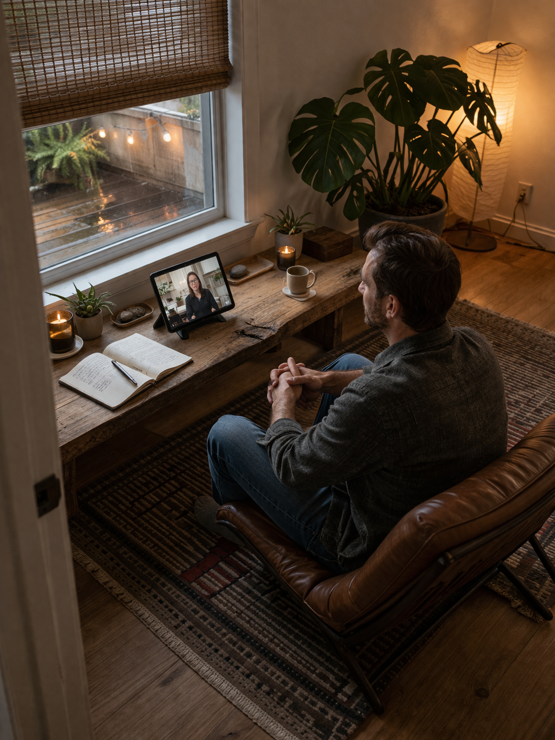 A private home setting used for online individual therapy support