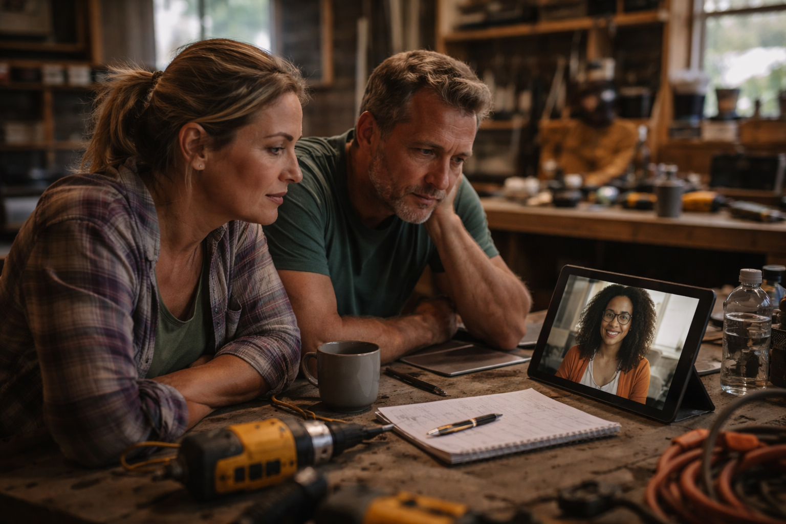 A couple in a home setting for relationship and marriage counseling