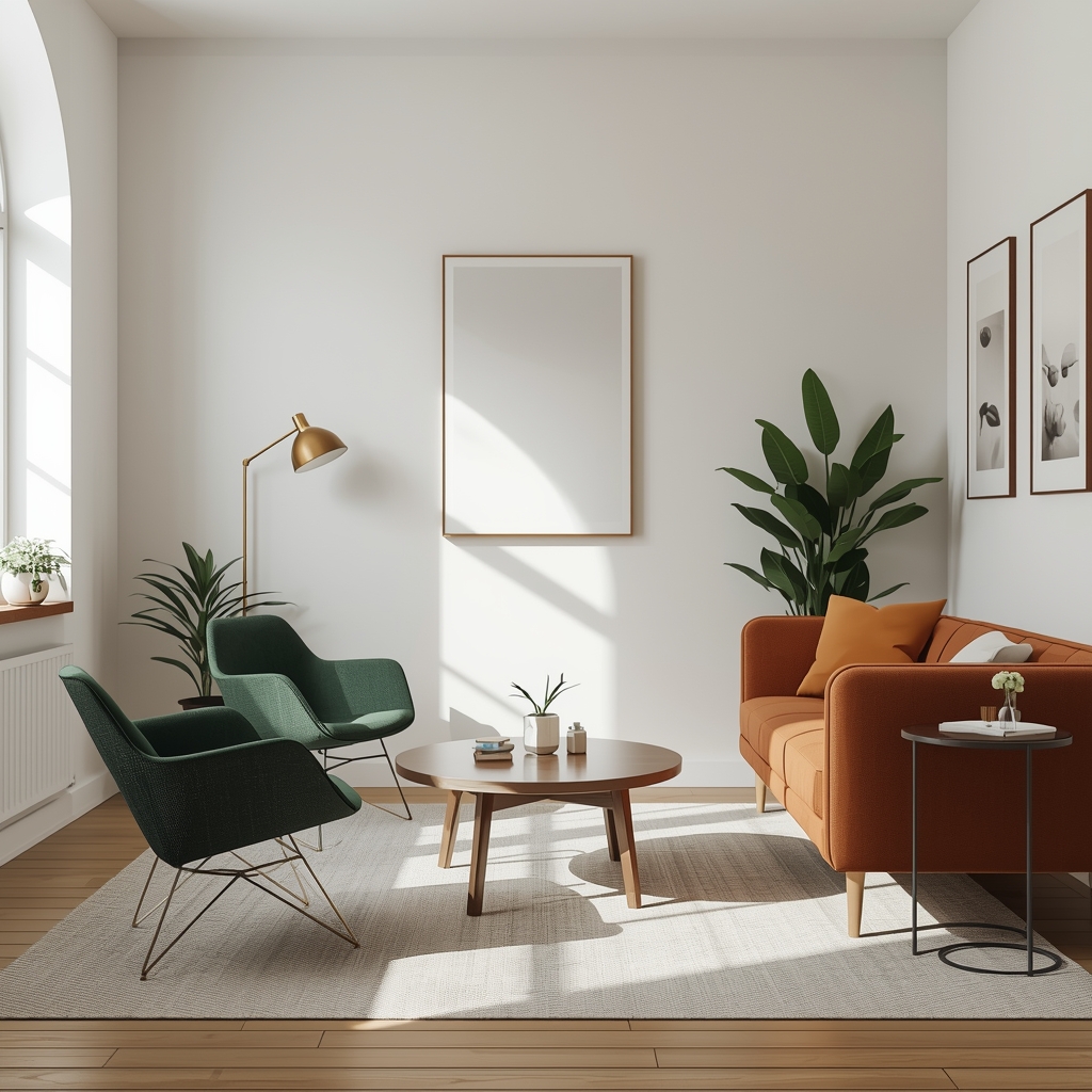 A modern counseling office with calm seating and soft light